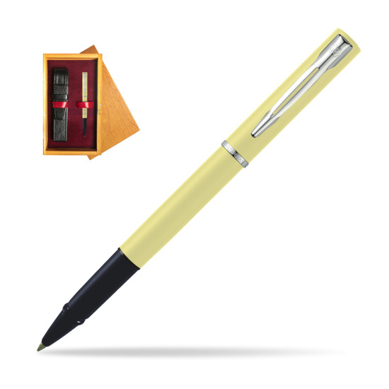 Waterman Allure YELLOW CT Penna Penna Rollerball in single wooden box Honey Single Maroon