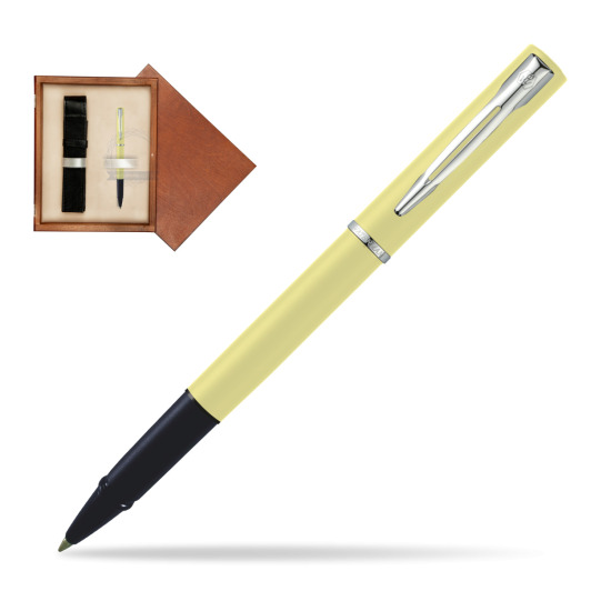 Waterman Allure YELLOW CT Penna Penna Rollerball in single wooden box Mahogany Single Ecru
