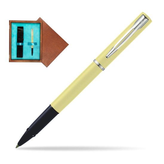 Waterman Allure YELLOW CT Penna Penna Rollerball in single wooden box Mahogany Single Turquoise 