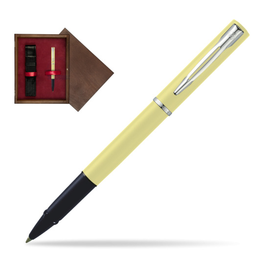 Waterman Allure YELLOW CT Penna Penna Rollerball in single wooden box Wenge Single Maroon