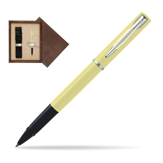 Waterman Allure YELLOW CT Penna Penna Rollerball in single wooden box Wenge Single Ecru