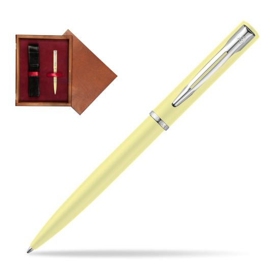 Waterman Allure Yellow Pastel Ballpoint Pen in single wooden box Mahogany Single Maroon