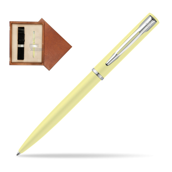 Waterman Allure Yellow Pastel Ballpoint Pen in single wooden box Mahogany Single Ecru