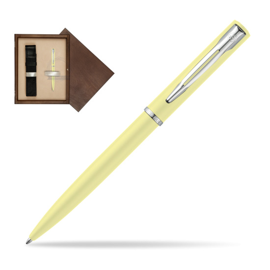 Waterman Allure Yellow Pastel Ballpoint Pen in single wooden box Wenge Single Ecru