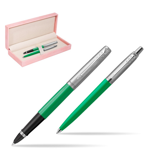 Parker Jotter Originals Green CT Pen Penna Roller + Penna Pen in a Gift Box in suede box pink