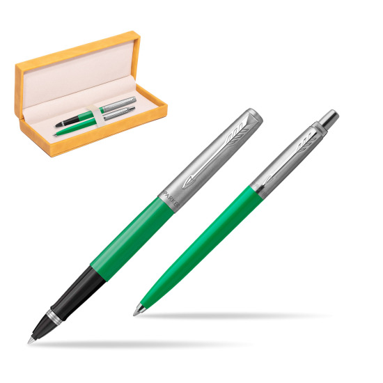 Parker Jotter Originals Green CT Pen Penna Roller + Penna Pen in a Gift Box in suede box yellow