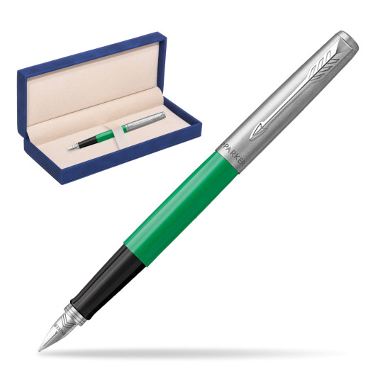 Parker Jotter Originals Green Fountain Pen in suede box navy blue