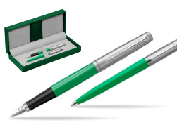 Parker Jotter Originals Green CT Stylo-plume + Stylo-bille in a Gift Box in the green leather box
