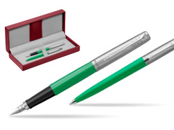 Parker Jotter Originals Green CT Stylo-plume + Stylo-bille in a Gift Box in the red leather box