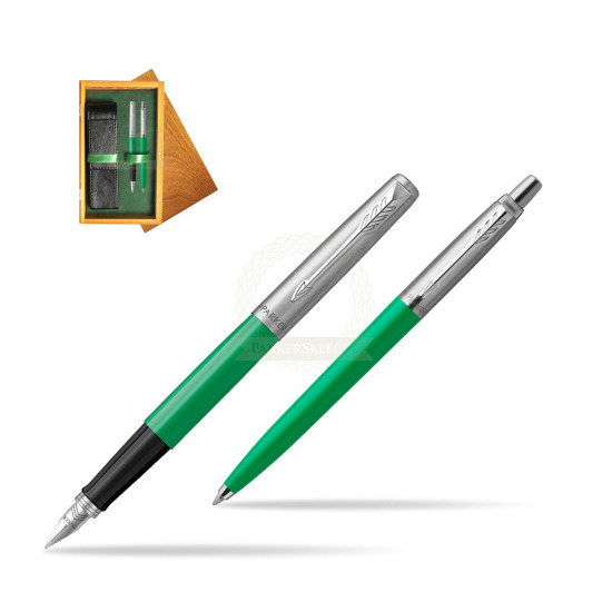 Parker Jotter Originals Green CT Fountain Pen + Ballpoint Pen in a Gift Box in double wooden box Honey Green