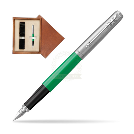 Parker Jotter Originals Green Fountain Pen in single wooden box Mahogany Single Ecru