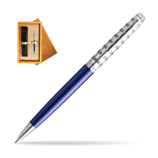 Waterman Hemisphere Deluxe Marine Blue Ballpoint Pen - French Riviera collection in single wooden box Honey Single Ecru