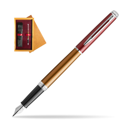 Waterman Hemisphere Sunset Orange Penna Stilografica - French Riviera collection in single wooden box Honey Single Maroon