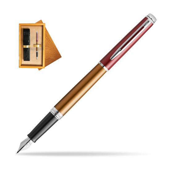 Waterman Hemisphere Sunset Orange Penna Stilografica - French Riviera collection in single wooden box Honey Single Ecru