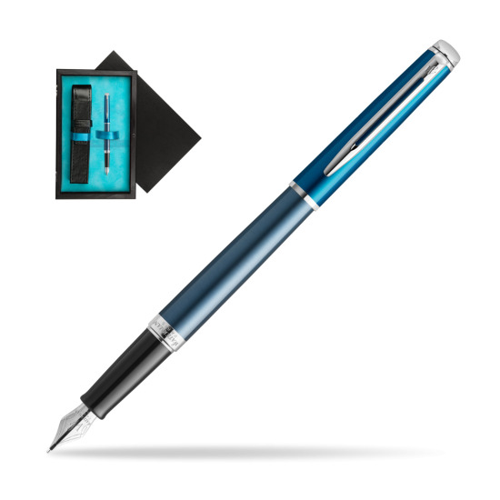 Waterman Hemisphere Sea Blue Penna Stilografica - French Riviera collection in single wooden box Black Single Turquoise