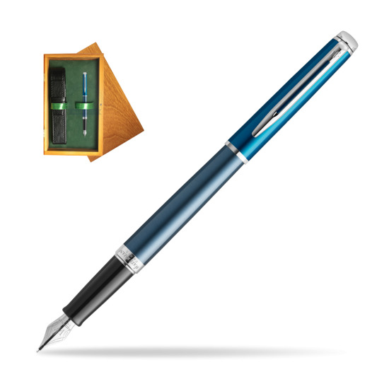 Waterman Hemisphere Sea Blue Penna Stilografica - French Riviera collection in single wooden box Honey Single Green