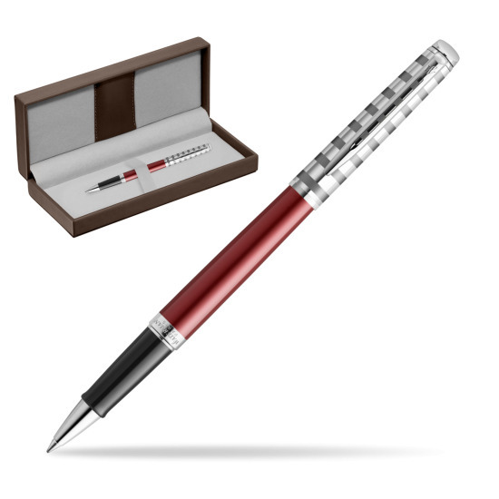 Waterman Hemisphere Deluxe Marine Red RollerStylo à bille - French Riviera collection in the brown leather box
