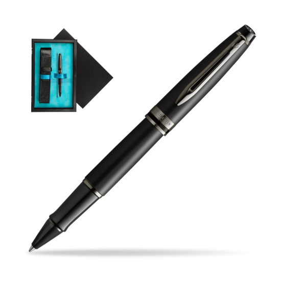 Waterman Expert Metalic Black CT RollerPenna a Sfera in single wooden box Black Single Turquoise