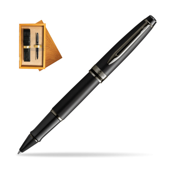 Waterman Expert Metalic Black CT RollerPenna a Sfera in single wooden box Honey Single Ecru