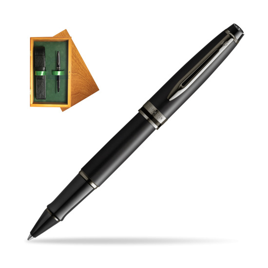 Waterman Expert Metalic Black CT RollerPenna a Sfera in single wooden box Honey Single Green