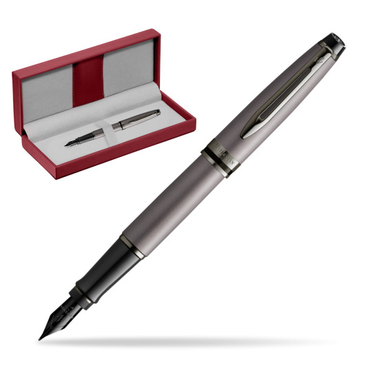 Waterman Expert Metalic Silver CT Stylo-plume in the red leather box