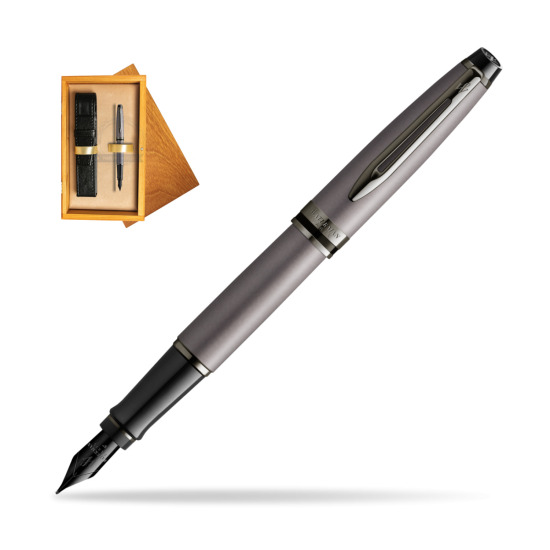 Waterman Expert Metalic Silver CT Penna Stilografica in single wooden box Honey Single Ecru