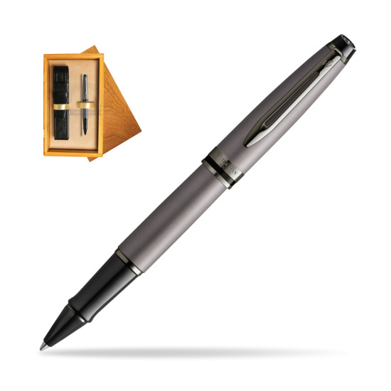 Waterman Expert Metalic Silver CT RollerPenna a Sfera in single wooden box Honey Single Ecru
