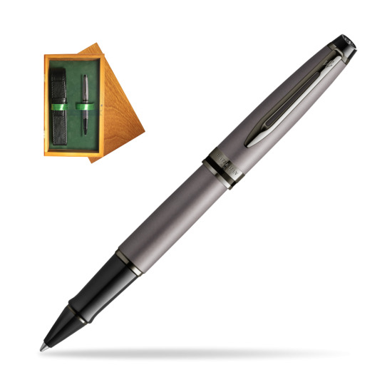 Waterman Expert Metalic Silver CT RollerPenna a Sfera in single wooden box Honey Single Green