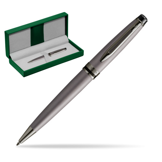 Waterman Stylo à bille Expert Metalic Silver CT in the green leather box
