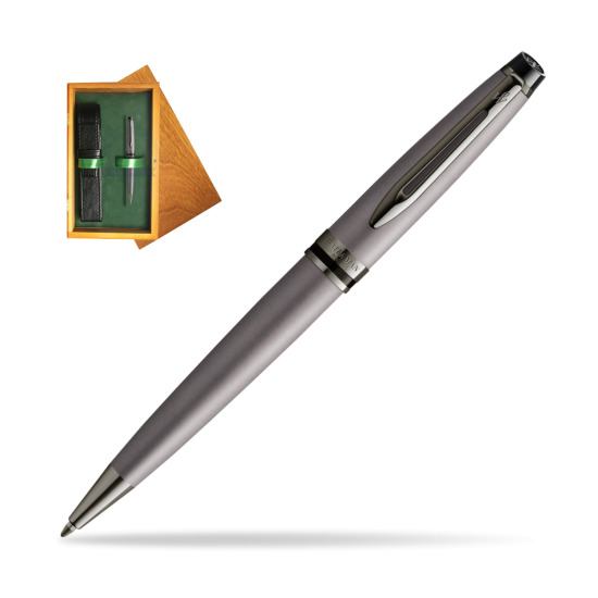 Waterman Penna a Sfera Expert Metalic Silver CT in single wooden box Honey Single Green