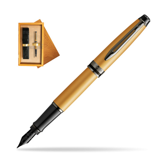 Waterman Expert Metalic Gold Penna Stilografica in single wooden box Honey Single Ecru