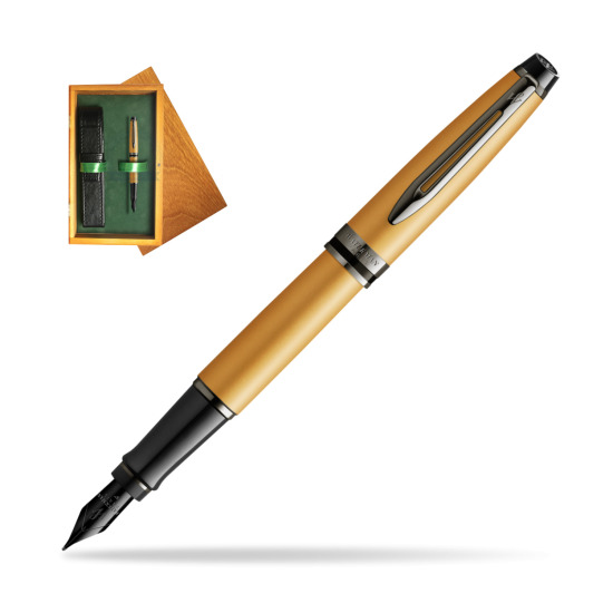 Waterman Expert Metalic Gold Penna Stilografica in single wooden box Honey Single Green