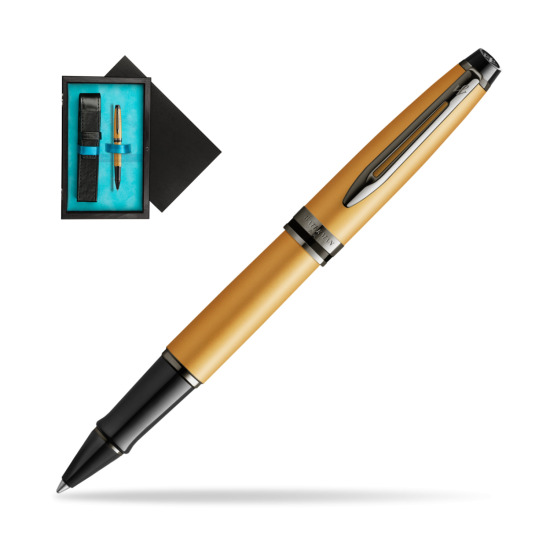 Expert Metalic Gold CT RollerPenna a Sfera in single wooden box Black Single Turquoise