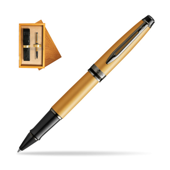 Expert Metalic Gold CT RollerPenna a Sfera in single wooden box Honey Single Ecru