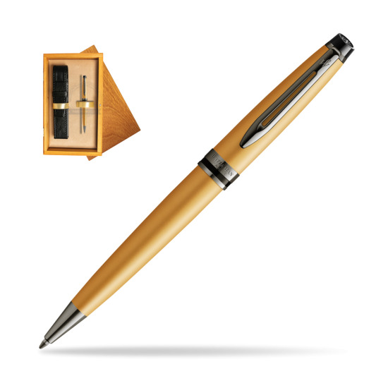 Waterman Penna a Sfera Expert Metalic Gold CT in single wooden box Honey Single Ecru