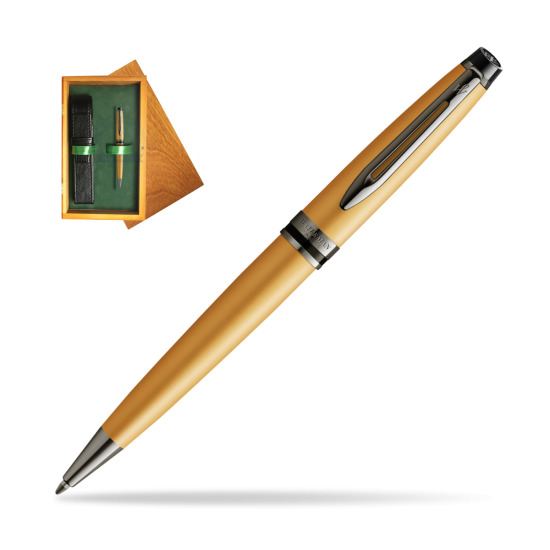 Waterman Penna a Sfera Expert Metalic Gold CT in single wooden box Honey Single Green
