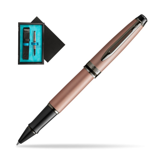Waterman Expert Metalic Rose Gold CT RollerPenna a Sfera in single wooden box Black Single Turquoise