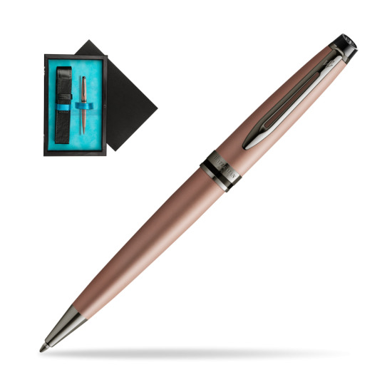 Waterman Penna a Sfera Expert Metalic Rose Gold CT in single wooden box Black Single Turquoise
