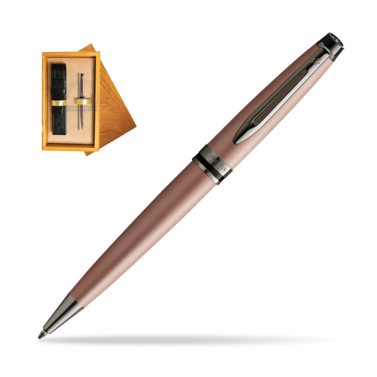 Waterman Penna a Sfera Expert Metalic Rose Gold CT in single wooden box Honey Single Ecru