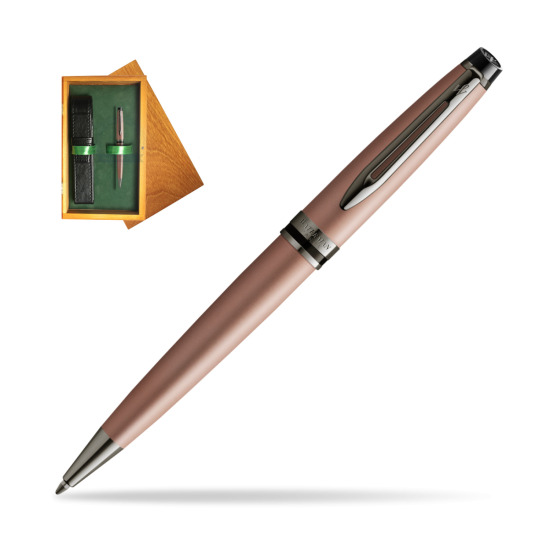 Waterman Penna a Sfera Expert Metalic Rose Gold CT in single wooden box Honey Single Green