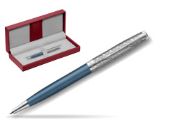 Sonnet Premium Metal & Blue CT ballpoint pen in the red leather box