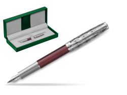 Sonnet Premium Metal & Red CT Fountain Pen in the green leather box