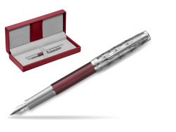 Sonnet Premium Metal & Red CT Fountain Pen in the red leather box
