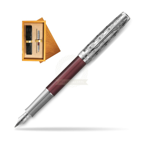 Sonnet Premium Metal & Red CT Fountain Pen in single wooden box Honey Single Ecru