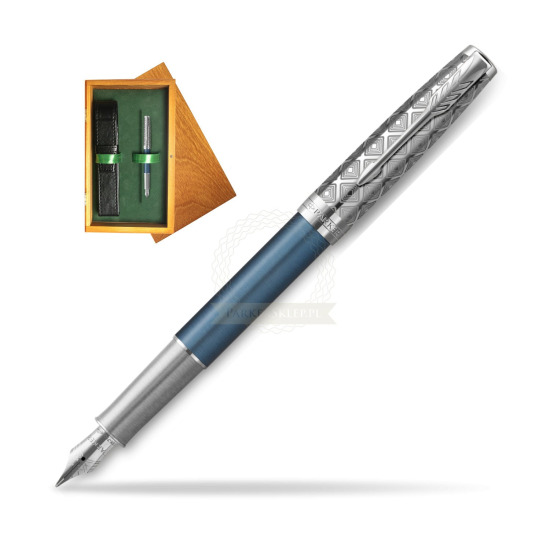 Sonnet Premium Metal & Blue CT Fountain Pen in single wooden box Honey Single Green