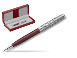 Sonnet Premium Metal & Red CT ballpoint pen in the red leather box