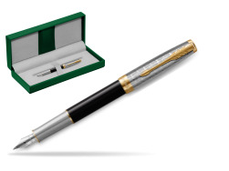 Sonnet Premium Metal & Black GT Fountain Pen in the green leather box
