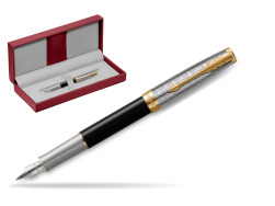 Sonnet Premium Metal & Black GT Fountain Pen in the red leather box
