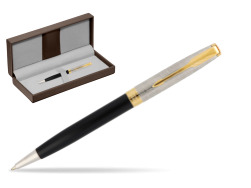 Sonnet Premium Metal & Black GT ballpoint pen in the brown leather box
