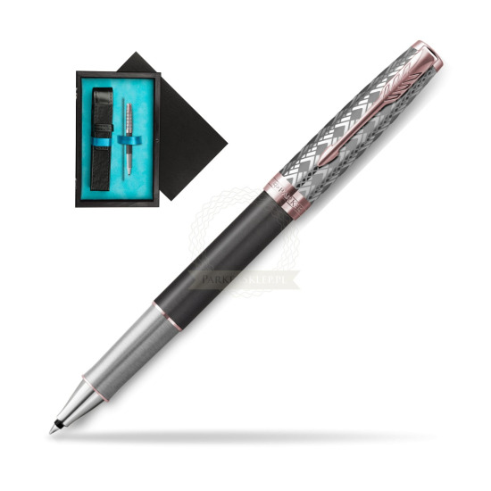Sonnet Premium Metal & Gray PGT Rollerball Pen in single wooden box Black Single Turquoise